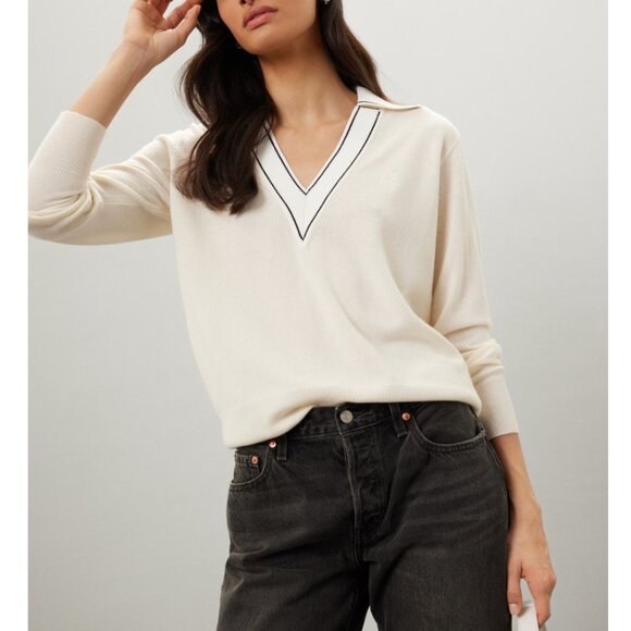 SANDRO Alizia V Neck Collared Sweater Size 1 - Picture 2 of 10